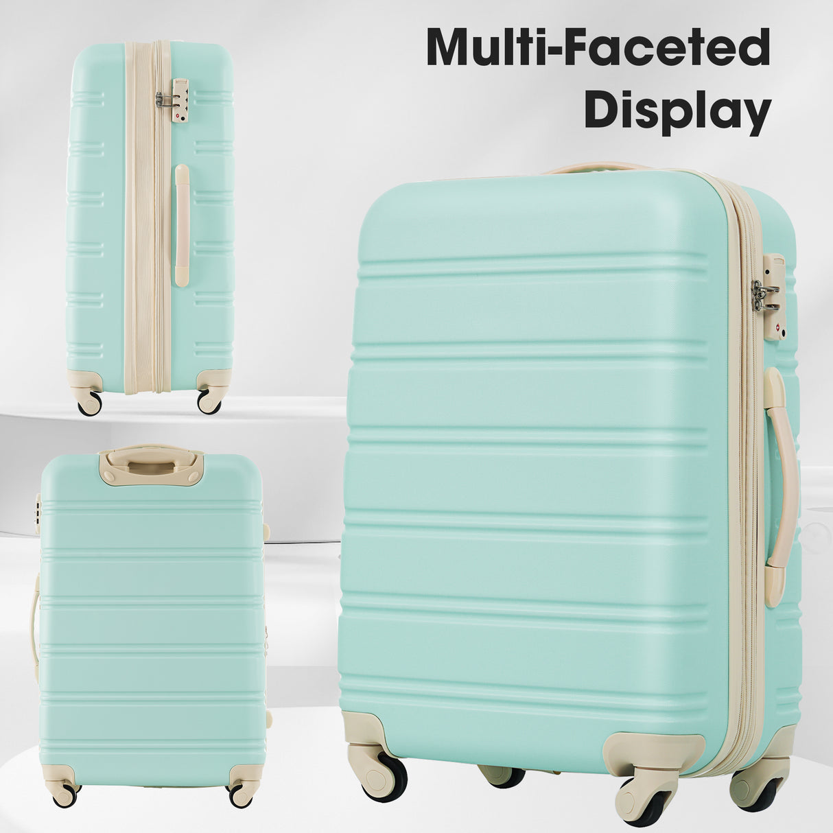 Light Green 3 Piece Luggage Set Hardside Spinner Suitcase with TSA Lock 20" 24' 28" Available