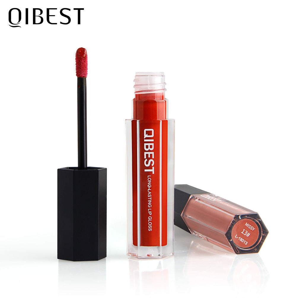QIBEST Makeup Hexagonal Lip Gloss Matte Matte Lasting Lip Gloss Non-stick Liquid Lipstick - V.I.P Digital Presence