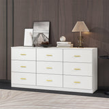 Modern White 9-Drawer Dresser for Bedroom - Ample Storage Wide Chest of Drawers, Sturdy & Safe - V.I.P Digital Presence