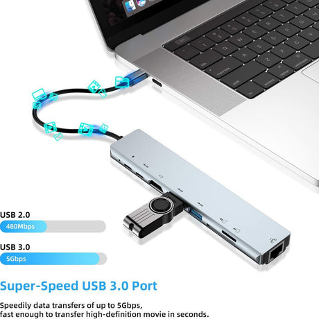 Eight in one docking station Type-C to network card HDMI multifunctional laptop converter - V.I.P Digital Presence