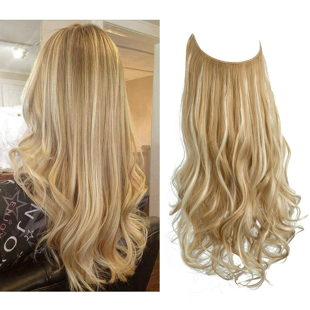 European And American Wig Piece Female Fishline Hair Extension Piece Chemical Fiber Matte High Temperature Silk Long Curly Human Hair - V.I.P Digital Presence