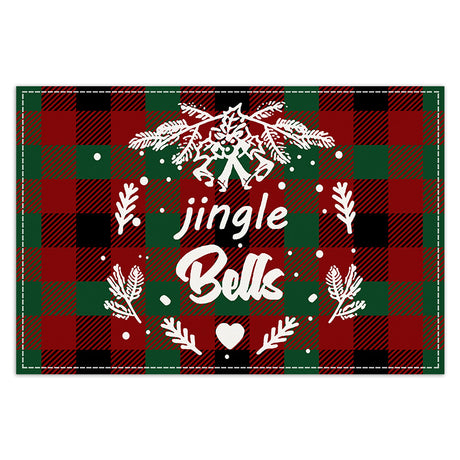 Christmas Tree Elk Printed Meal Mat Christmas Striped Checkered Table Mat White Hemp Western Food Mat - V.I.P Digital Presence