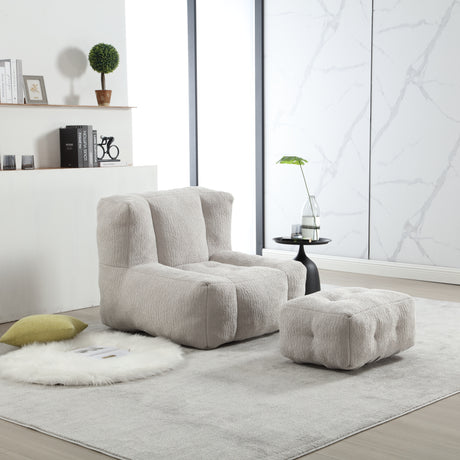 Fluffy bean bag chair Super soft couch chair with memory foam and footstool Indoor modern focus bean bag chair - V.I.P Digital Presence