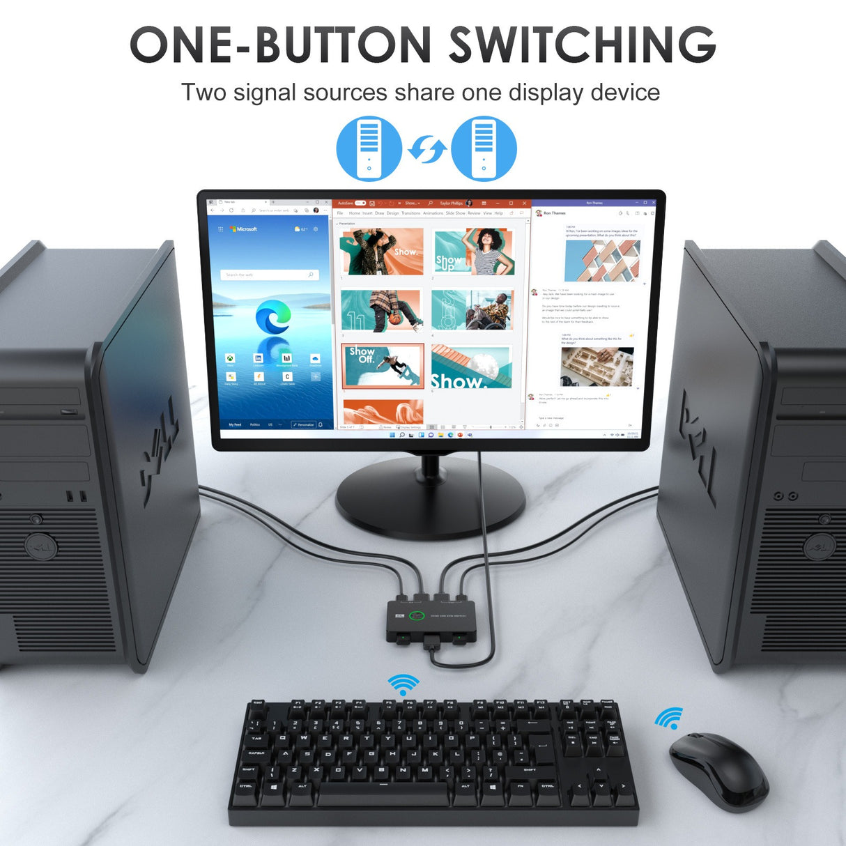 USB/HDMI/KVM switch for 2 computers to share keyboard, mouse, printer, high-definition display - V.I.P Digital Presence