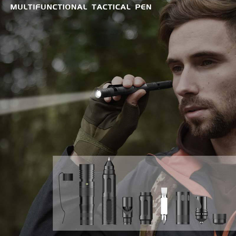 Multifunctional Tactical Pen Flashlight Defense Pen Broken Window Hammer EDC Outdoor Supplies Self-Defense Survival Tools Aluminum Alloy - V.I.P Digital Presence
