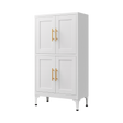 White metal kitchen storage cabinet, kitchen pantry storage cabinet with door and shelf, adjustable leveling feet - V.I.P Digital Presence