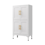 White metal kitchen storage cabinet, kitchen pantry storage cabinet with door and shelf, adjustable leveling feet - V.I.P Digital Presence