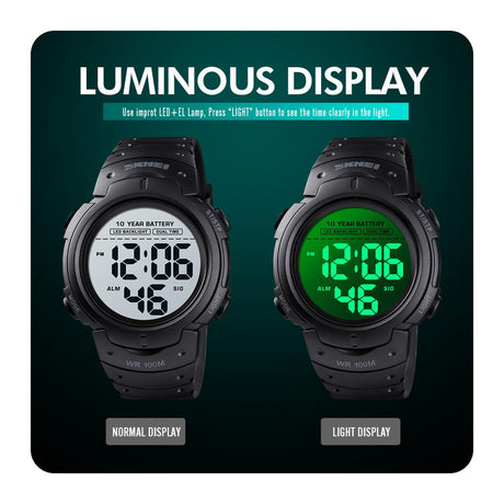 SKMEI 10 Years Battery Men's Watch 100M Waterproof Alarm Clock Sport Watches LED Digital Man Wrist Watch relogio masculino 1560 - V.I.P Digital Presence