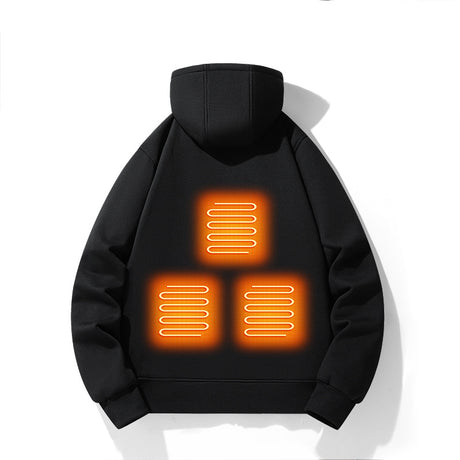 European and American zipper cardigan heating hoodie intelligent hooded five zone heating jacket outdoor warm electric clothing for men - V.I.P Digital Presence