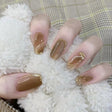 Wearing Warm Brown Brown White Double Spell Smudged Golden Texture Ins Style Manicure Patch The Finished Product Is Removable - V.I.P Digital Presence