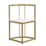 TOPMAX Modern 7-Piece Dining Table Set with Faux Marble Compact 55Inch Kitchen Table Set for 6  Golden+White