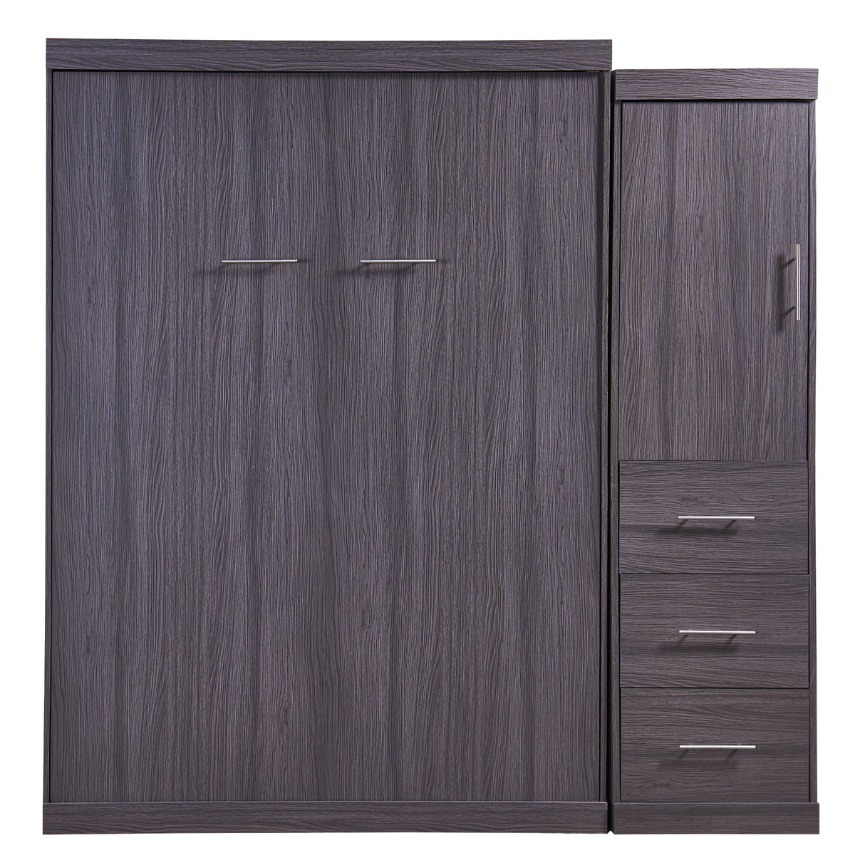 Full Size Murphy Bed with Wardrobe and Drawers, Storage Bed, can be Folded into a Cabinet, Gray - V.I.P Digital Presence