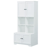 Bathroom storage cabinet, 4-door independent cabinet, adjustable shelf, open multi-layer shelf, white - V.I.P Digital Presence