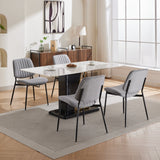 2-piece retro linen chair set with curved wooden backrest, cushioned seat, adjustable metal legs, (gray linen) - V.I.P Digital Presence