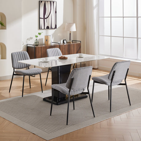 2-piece retro linen chair set with curved wooden backrest, cushioned seat, adjustable metal legs, (gray linen) - V.I.P Digital Presence