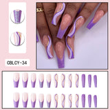 Purple Glitter Wearing Manicure French Geometric Lines Aurora Bright Nail Patches - V.I.P Digital Presence