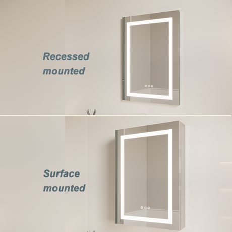 26x20 inch(Left Door) bathroom medicine cabinet with LED mirror 3000K~6000K single door lighting bathroom cabinet with touch switch adjusta - V.I.P Digital Presence