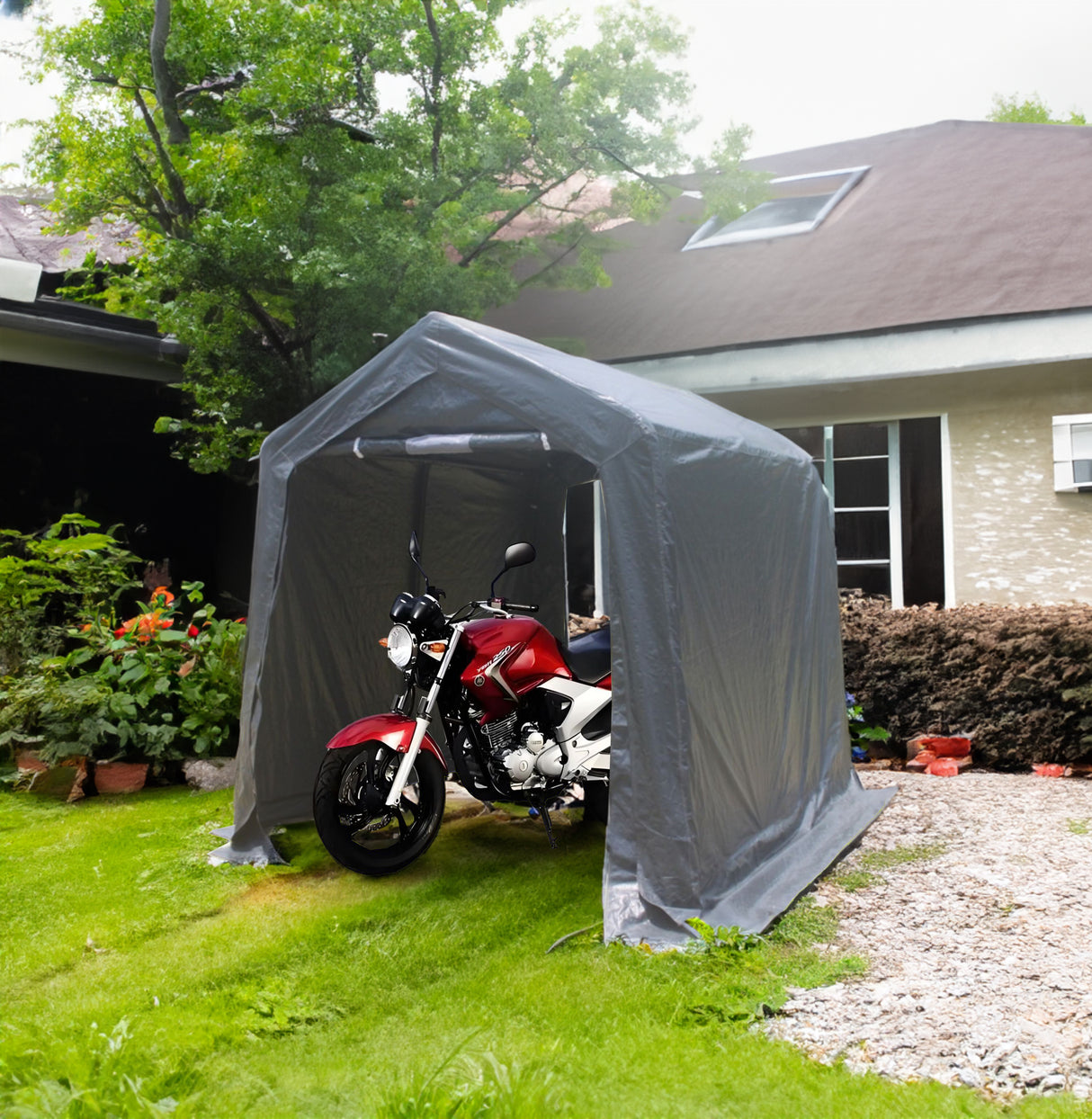 7x12 ft Outdoor Gazebo Portable Storage Shelter Shed with 2 Roll up Zipper Doors & Vents Carport - V.I.P Digital Presence