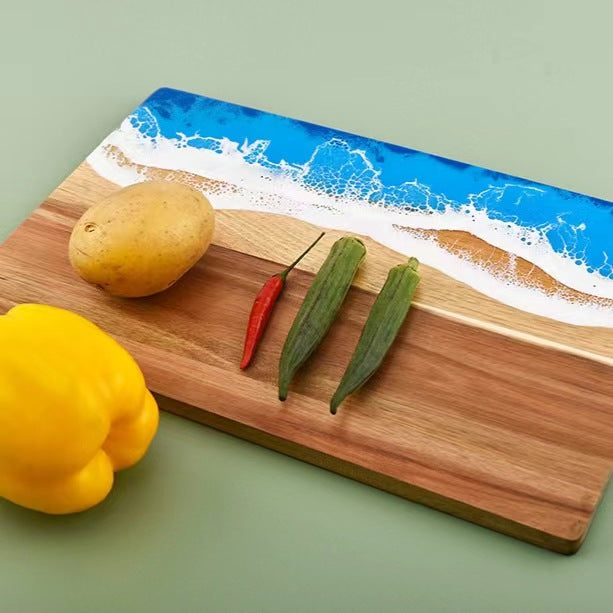 Wood and Resin Cutting Board Ocean Epoxy Resin Serving Cheese Board - V.I.P Digital Presence