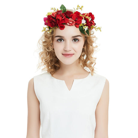 Big Red Rose Blossom Hair Band Bridal Flower Ring Hair Band - V.I.P Digital Presence