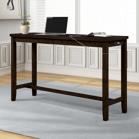 TOPMAX 4 Pieces Counter Height Table with Fabric Padded Stools, Rustic Bar Dining Set with Socket, Brown - V.I.P Digital Presence