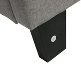 King Size Upholstered Platform Bed Frame with Button Tufted Linen Fabric Headboard Gray - V.I.P Digital Presence