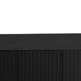 LED Carved Line 3 Door Storage Cabinet,Sideboard Buffet Cabinet With Adjustable Shelf,Large Storage Accent Cabinet - V.I.P Digital Presence