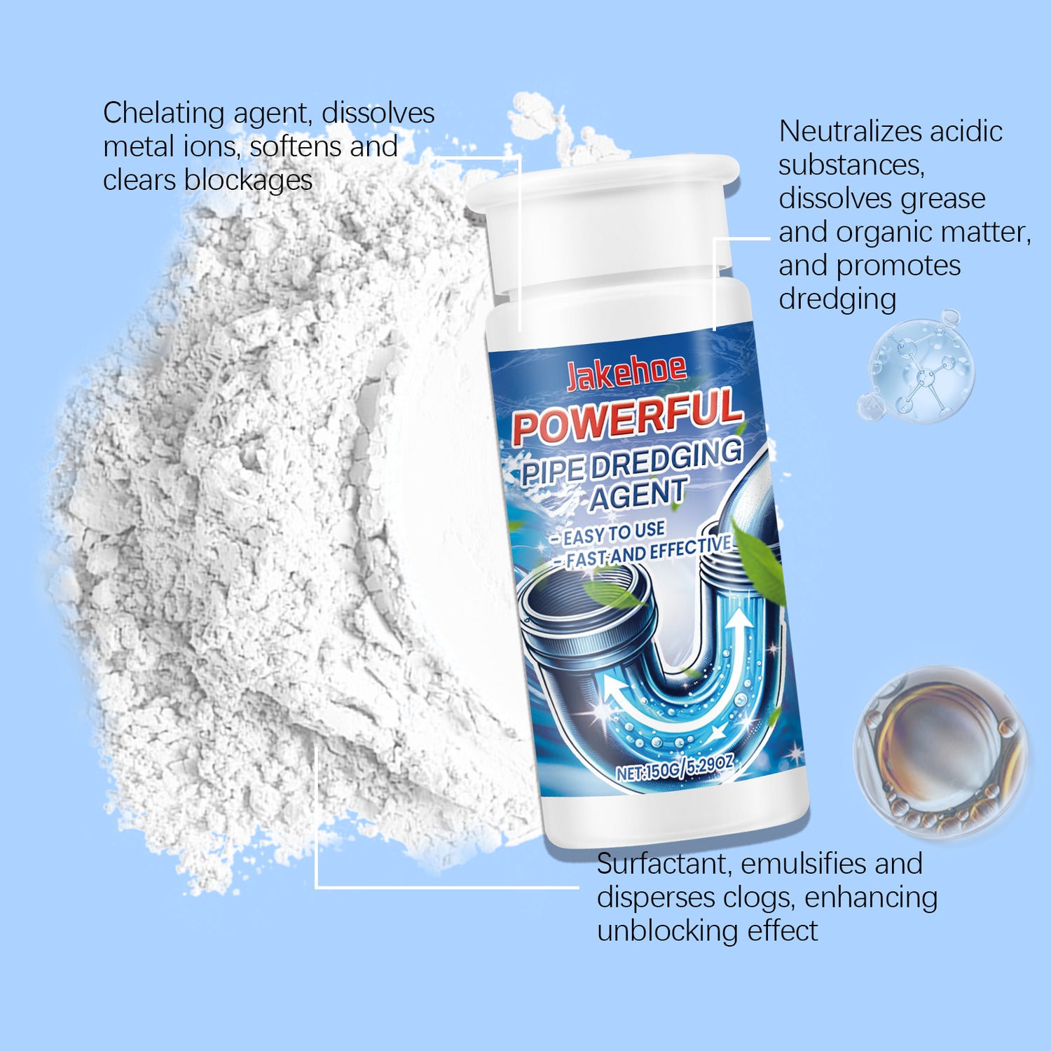 Unclogging Cleaner JAKEHOE drain Unclog cleaner, kitchen toilet sink drain clog unclog cl ...