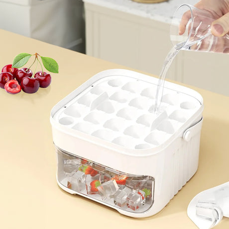 50-grid ice maker with new large capacity - household food-grade plastic double-layer ice storage barrel & ice ball mold set - V.I.P Digital Presence