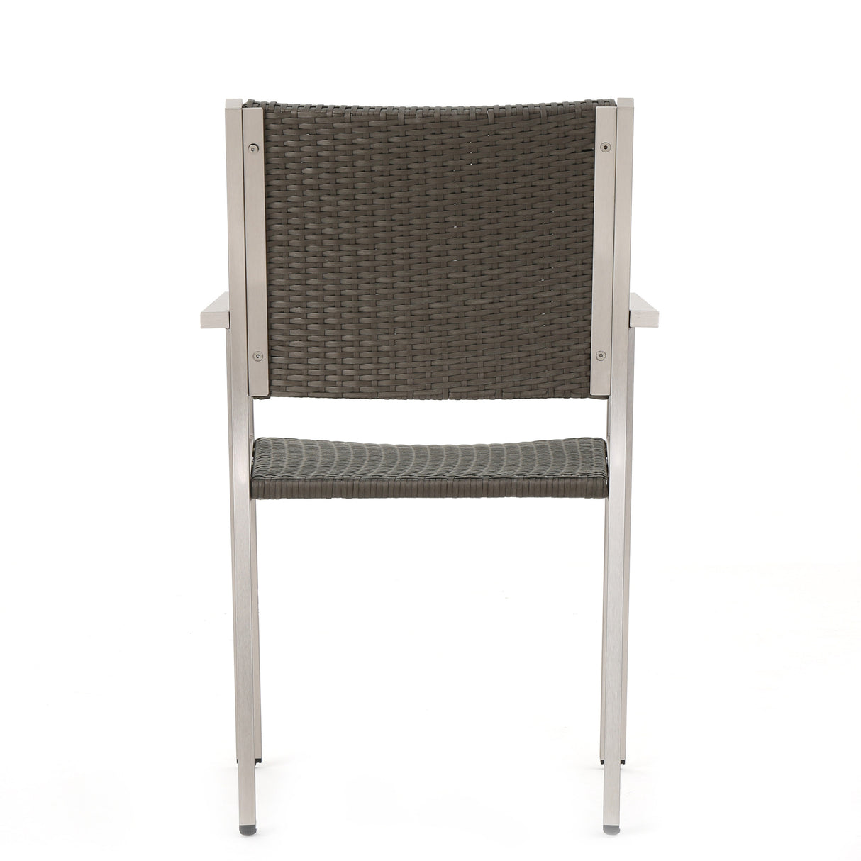 Cape Coral Outdoor Wicker Dining Chairs with Aluminum Frames, 2-Pcs Set, Grey - V.I.P Digital Presence