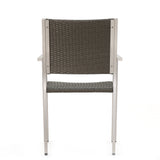 Cape Coral Outdoor Wicker Dining Chairs with Aluminum Frames, 2-Pcs Set, Grey - V.I.P Digital Presence