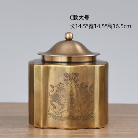 Brass vintage storage box, coffee can, chocolate candy can, tea can, decorative tabletop ornament - V.I.P Digital Presence