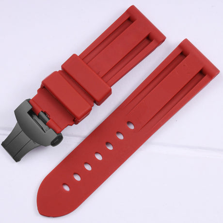 Panerai sea rubber watch strap original butterfly buckle folding buckle waterproof rubber silicone strap men's 22 24mm - V.I.P Digital Presence