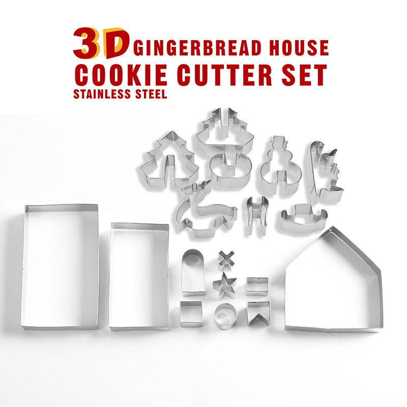 18 piece Christmas stainless steel 3D cookie mold gingerbread house cookie mold set - V.I.P Digital Presence