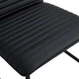 Black minimalist armless sofa chair with PU backrest paired with black metal legs