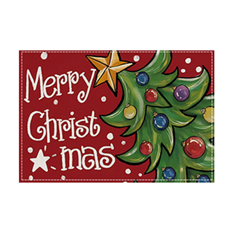 Christmas tree bell print placemat red striped plaid linen table mat Christmas party decoration insulation mat - V.I.P Digital Presence