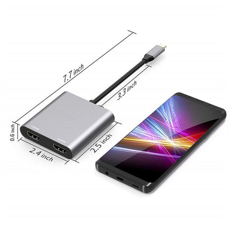 Type-C hub to dual HDMI PD USB3.0 hub for mobile phones, laptops, and multi port docking stations - V.I.P Digital Presence