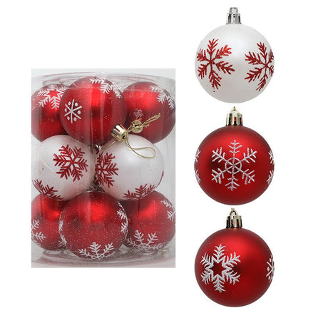 Christmas Decorations Christmas Tree Decoration 6cm Snowflake Painted Christmas Ball - V.I.P Digital Presence