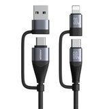 Aluminum alloy four in one data cable for mobile fast charging 60W high-power transmission data cable - V.I.P Digital Presence