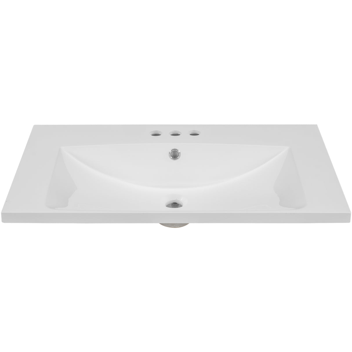 30" Single Bathroom Vanity Top with White Basin  3-Faucet Holes  Ceramic White - V.I.P Digital Presence