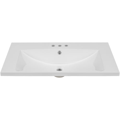 30" Single Bathroom Vanity Top with White Basin  3-Faucet Holes  Ceramic White - V.I.P Digital Presence