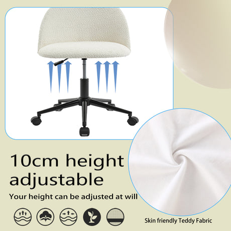 Velvet fabric office chair, mid back adjustable rotating computer chair, black legs, cushioned office chair with wheels - V.I.P Digital Presence