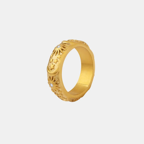 Star Moon Shaped Sparkling Zircon Design Ring Titanium Steel Handmade Jewelry for Girls - V.I.P Digital Presence