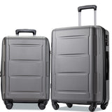 Expanable Spinner Wheel 2 Piece Luggage Set ABS Lightweight Suitcase with TSA Lock 20inch+24inch Dark Gray + Plastic
