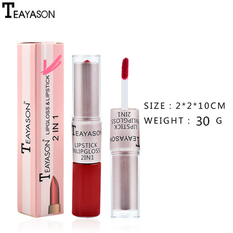 Double-Headed Non-Stick Cup Matte Matte Lip Gloss Two-In-One Matte Bean Paste Does Not Fade With Cup Lipstick Female - V.I.P Digital Presence