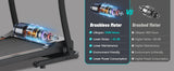 Home folding treadmill with pulse sensor, 2.5-horsepower silent brushless motor, 3-level tilt, 12 preset programs - V.I.P Digital Presence