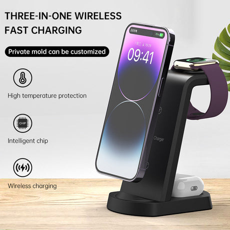 Three In One Wireless Charger Suitable for Mobile Phones, Headphones, Watches, Charging Brackets, Vertical Wireless Charging - V.I.P Digital Presence