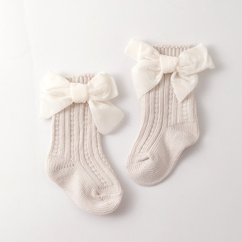 Calcetines gruesos de aguja para bebé, calcetines de otoño e invierno, calcetines cortos de longitud media para niños y niñas, calcetines de felpa de princesa