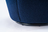 Teddy Fabric Swivel Accent Armchair Barrel Chair With Black Powder Coating Metal Ring Dark Blue - V.I.P Digital Presence