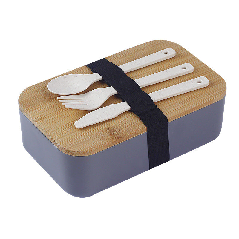 Japanese style simple bamboo lid double-layer sealed portable lunch box bento box with tableware - V.I.P Digital Presence